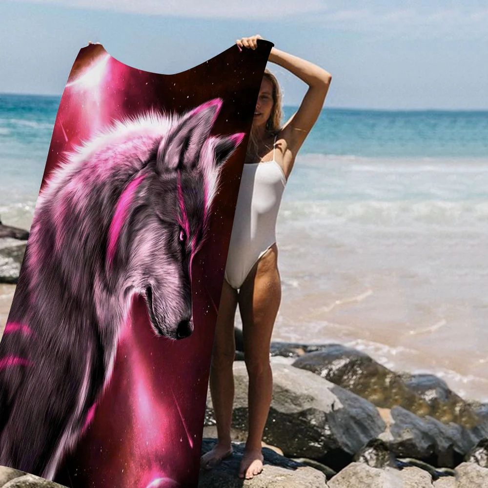 Animal wolf wallart Microfiber Blanket Quick Drying Beach Towels Oversized Printing Super Absorbent Pool Towel Blanket