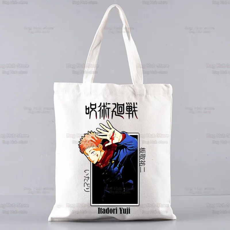 Gojo Satoru Jujutsu Kaisen Otaku Women Men Handbags Canvas Tote bags Reusable Cotton High capacity Shopping Bag