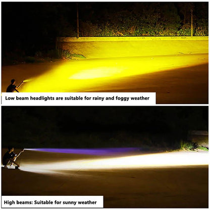 Farol LED Universal para Motocicleta Lente Projetora Duas Cores ATV Scooter Lâmpada de Condução Luz de Neblina Lâmpada Auxiliar Holofote Interruptor