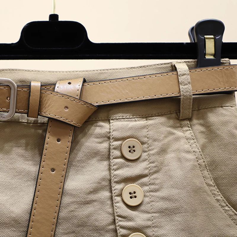 2026 Chic Shorts Women Korean Solid Buttons Side Slit A-line Streetwear Fashion Skirts Chic Harajuku Summer Loose Pants