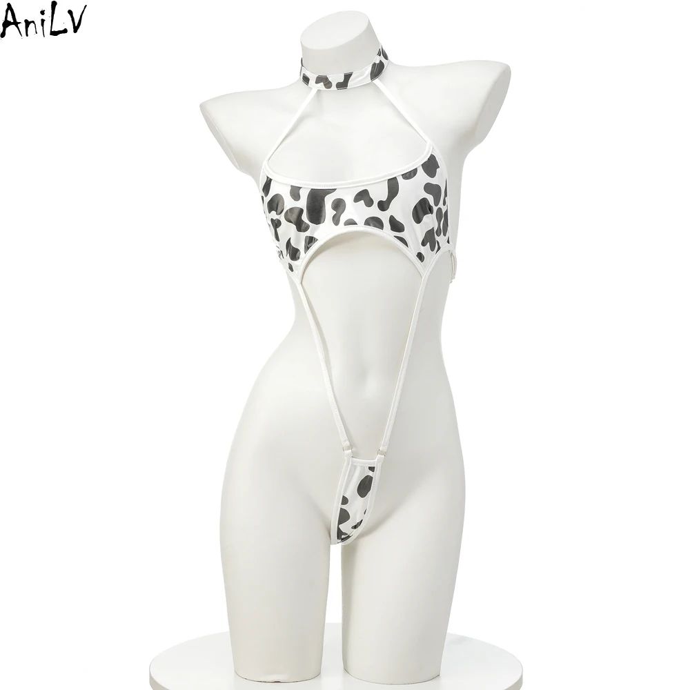 AniLV Cow Series Swimsuit Bodysuit Bikini Maid Unifrom Costume Summer Beach Kawaii Girl Swimwear Skirt Uniform Set Cosplay