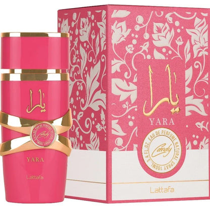 Lattafa Yara Kit 2 Peças Eau de Parfum Femmen Spray 100ml Perfumes Árabes Originais Duradouro Floral Feromônios Perfume Maquiagem 3.4 Oz
