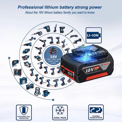 ?Bateria Bosch 100% original de 18V, baterias sobressalentes de 18V e 6000mAh, sistema profissional sem fio, ferramenta BAT609 BAT618 GBA18V80