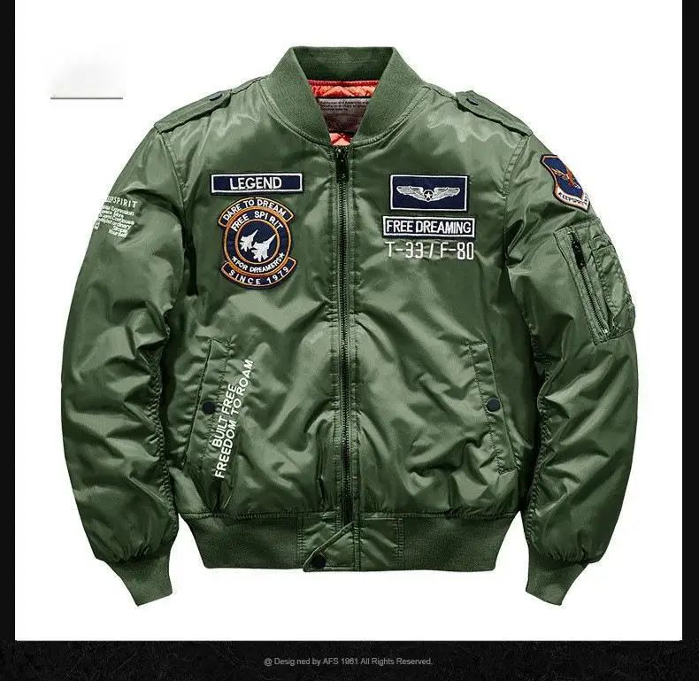 Winter Hip Hop Thick Warm Jacket Men High Quality Military Motorcycle Ma-1 Aviator Pilot Coats Male Baseball Bomber Jacket