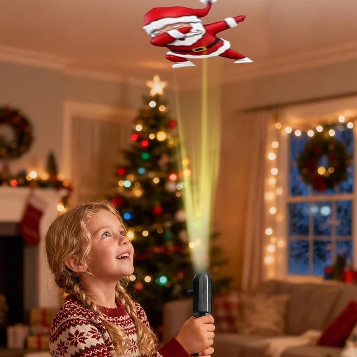Christmas Projector LED Night Light Lifelike 4/6/10 Patterns Santa Claus Christmas Tree Ceiling Wall Decor Education Toy Gift
