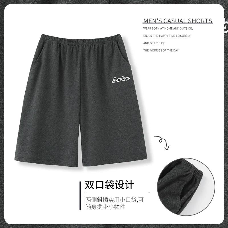 Summer new style solid color pajama pants adluts home loose cotton pajama men's sleep bottom elastic waist breathable shorts
