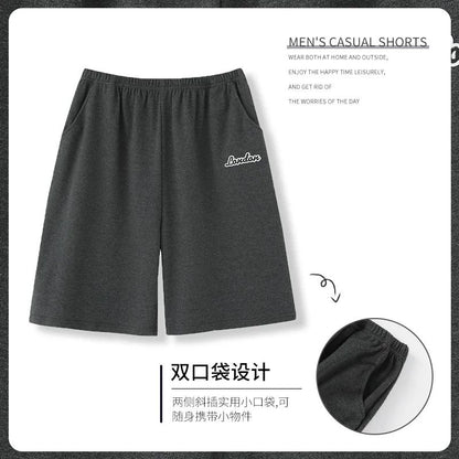 Summer new style solid color pajama pants adluts home loose cotton pajama men's sleep bottom elastic waist breathable shorts