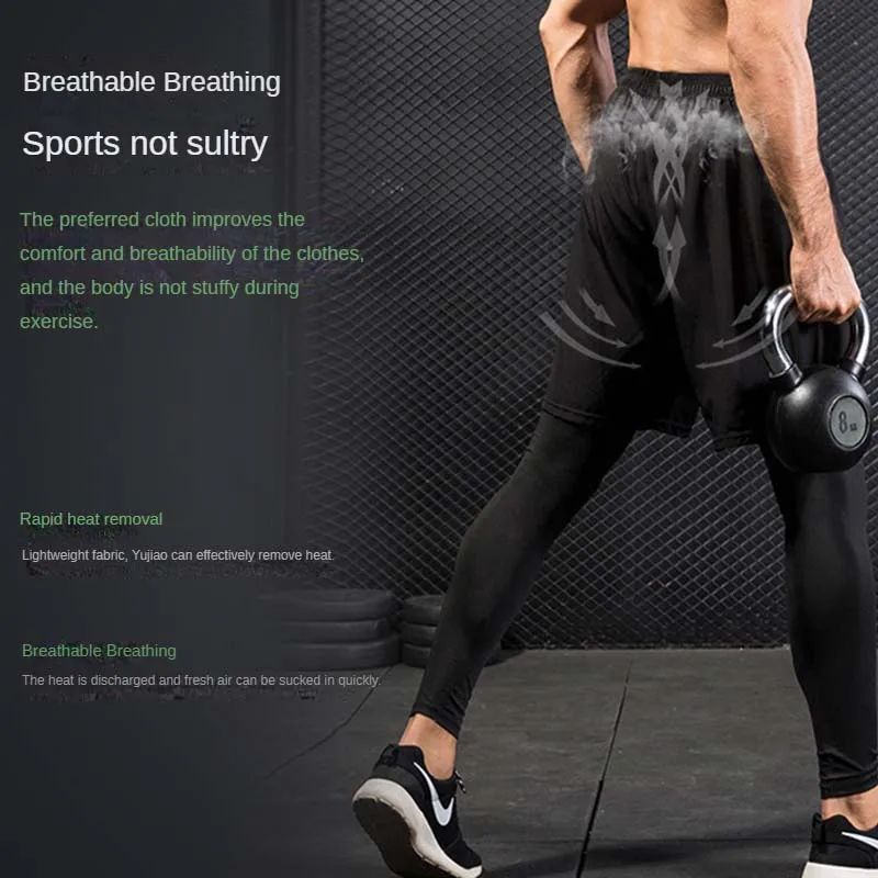 Calça Masculina Casual para Atividades ao Ar Livre 2025 de Secagem Rápida para Pesca, Ciclismo, Caminhada e Calça de Corrida Fitness Elástica Justa de Duas Peças