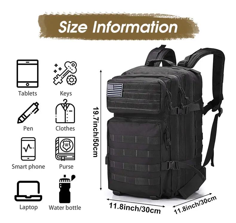 Mochila Tática Militar Exército 60L Masculina de Viagem Grande Capacidade Mochilas Masculinas Impermeáveis Esportes ao Ar Livre Bolsas Multifuncionais