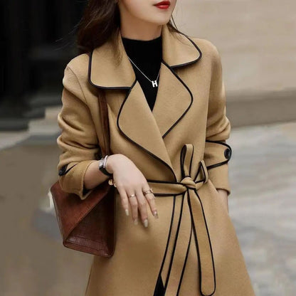 Double-Sided Woolen Coat Winter New Style Korean Version Cashmere Women's Mid-Length Fashionable Woolen Jacket Outerwear