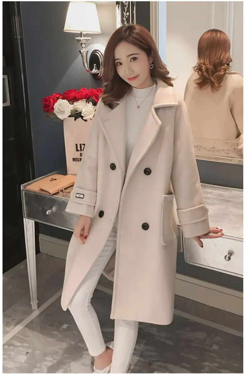 Fashionable Woolen Coat Women's Mid-Length Korean Style Hot Sale Of The Season New Spring Autumn Slimming Versatile Tweed Jacket