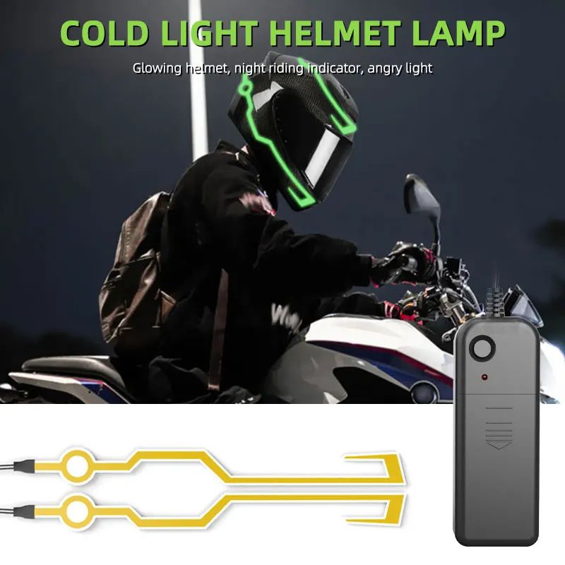 Luzes de Advertência LED para Capacete de Moto, Capacete para Pilotagem Noturna, Tira de Luz Fria EL à Prova d'Água, Adesivo, 4 Acessórios de Pisca-pisca