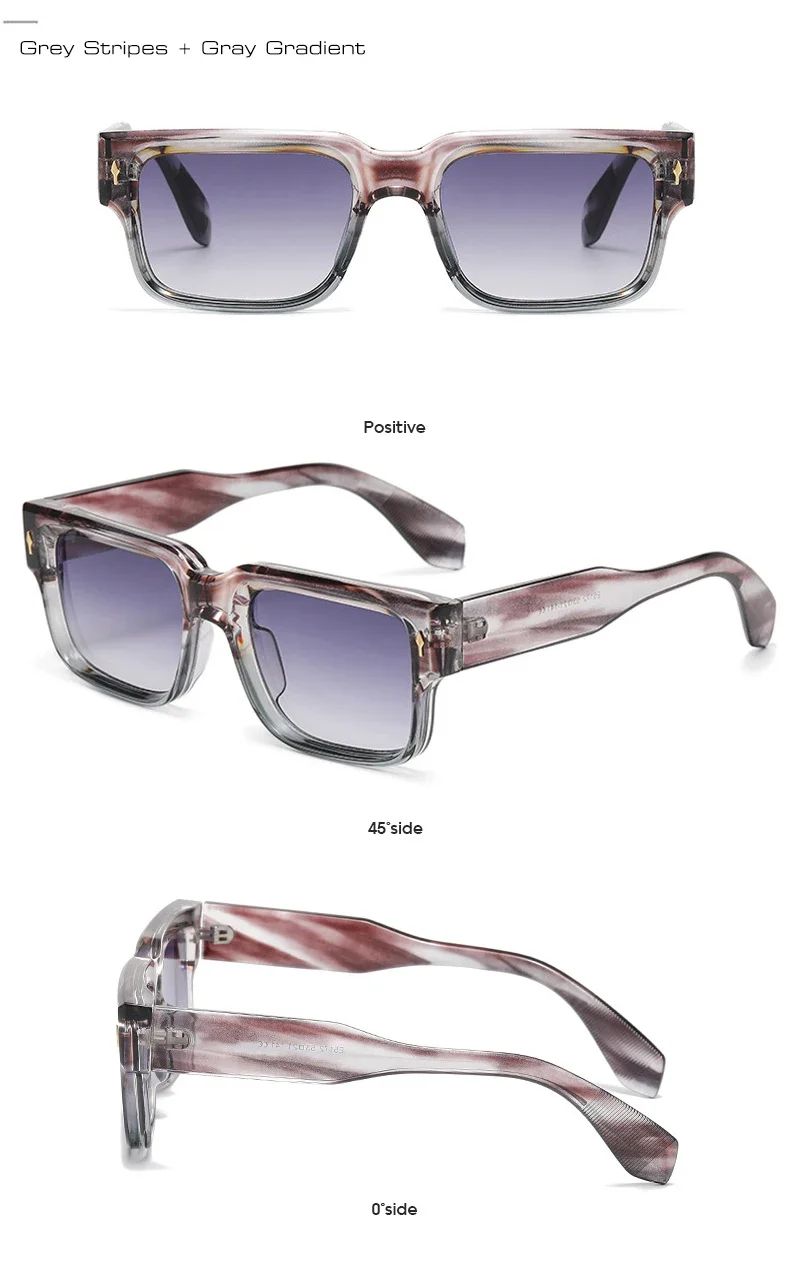 JNPCXI Óculos de Sol Retrô Quadrados Femininos Listras de Leopardo Sombras UV400 Rebites da Moda Masculinos Óculos de Sol Transparentes Gradiente