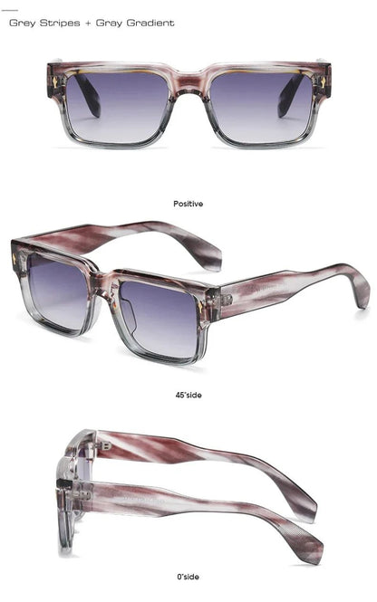 JNPCXI Óculos de Sol Retrô Quadrados Femininos Listras de Leopardo Sombras UV400 Rebites da Moda Masculinos Óculos de Sol Transparentes Gradiente