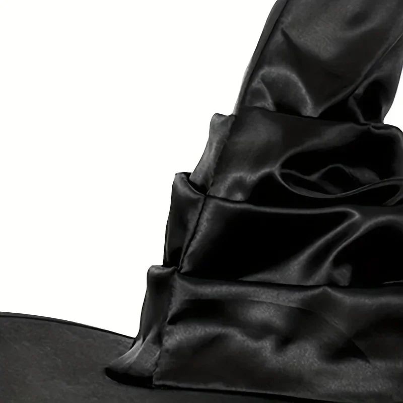 Chapéu de Bruxa de Halloween - Acessório Dobrável de Cosplay de Mago, Boné Preto de Diabo para Adultos Mulheres Homens, Fantasia e Decoração de Festa