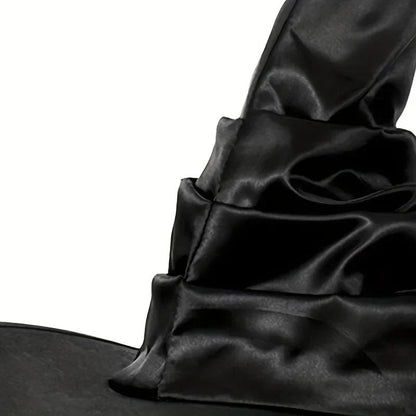 Chapéu de Bruxa de Halloween - Acessório Dobrável de Cosplay de Mago, Boné Preto de Diabo para Adultos Mulheres Homens, Fantasia e Decoração de Festa