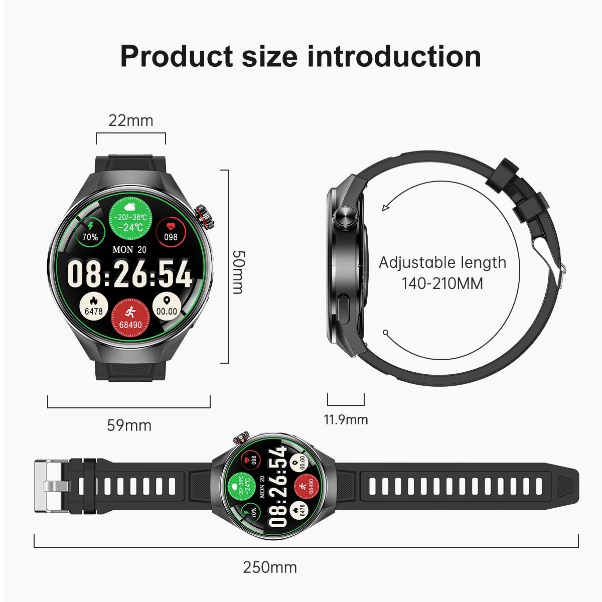 Smartwatch 2025 Original G5 Plus, Tela AMOLED HD de 1,75", Rastreamento GPS, Frequência Cardíaca, Chamada Bluetooth, Bússola para Homens