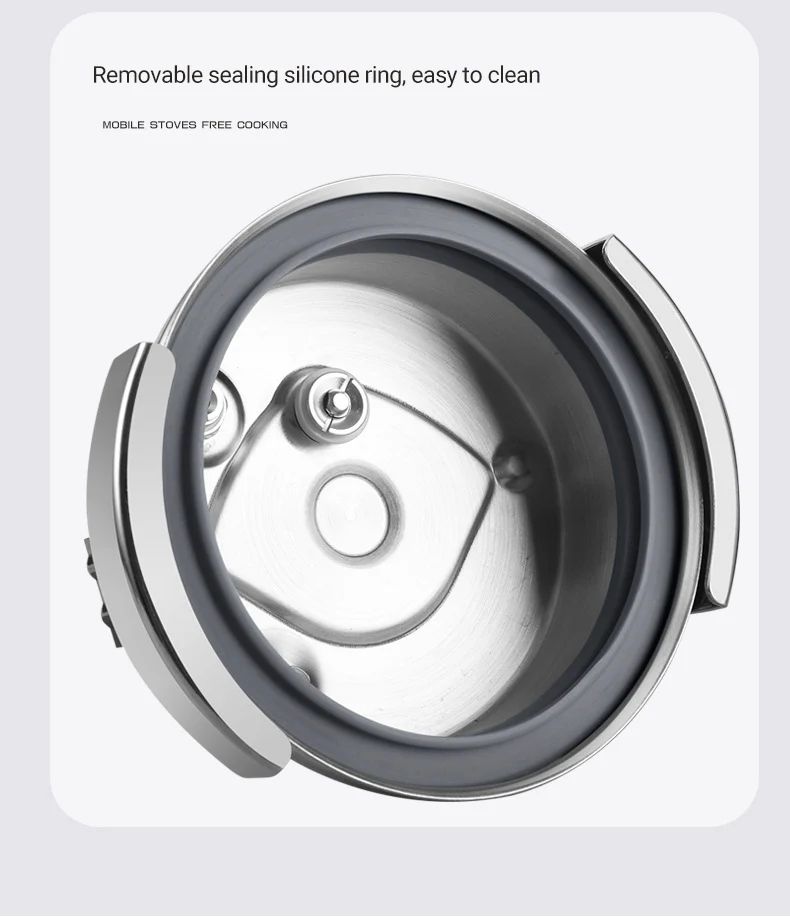 0.8-2L Outdoor Camping Small Pressure Cooker 304 Stainless Steel Portable Rice Cooker for Kitchen Cooking Tool Pressure Cooker