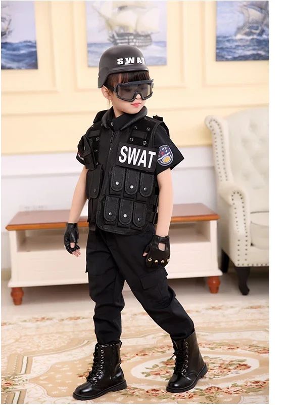 2025 Halloween Children Hunting Military Tactical Army Vest Kids Airsoft Gear Combat Armor Uniform Boy Girl Swat Police Outdoor