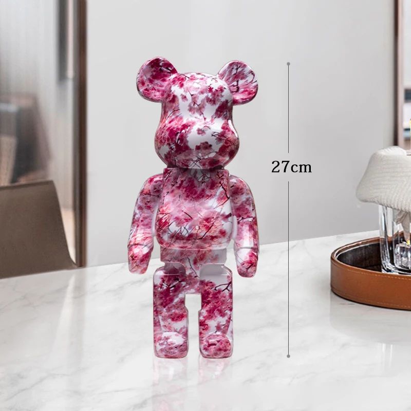 Estátua Urso Graffiti 27cm Bloco Tinta Urso Decoração Enfeites de Resina para Desktop Decoração de Casa Sala de Estar Urso Escultura de Chão Presentes