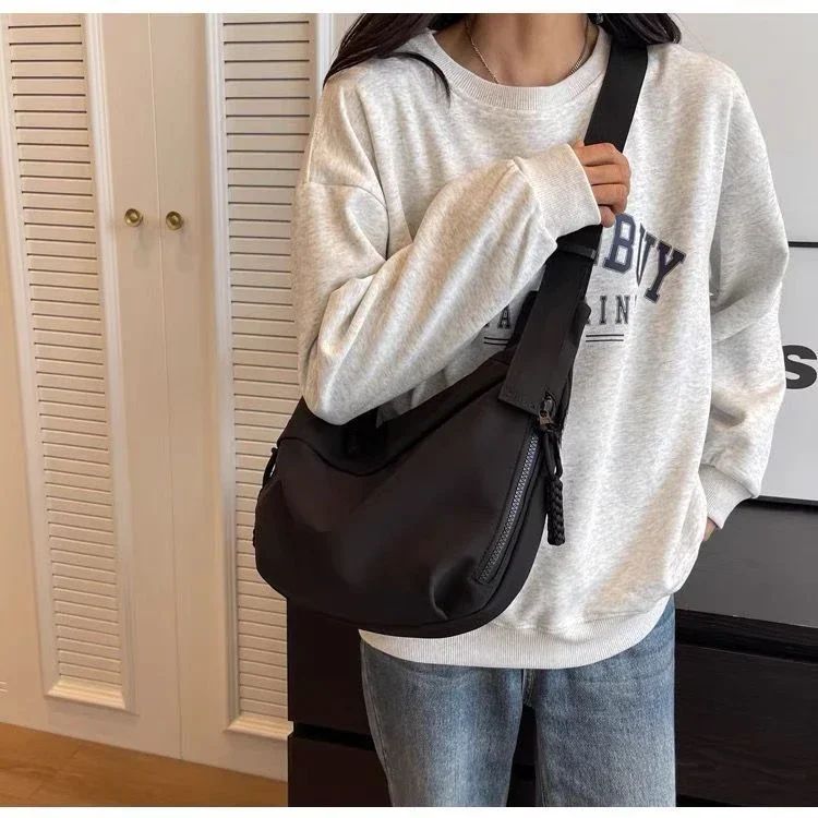 Fashion High Capacity Solid Color Single Shoulder Totes Bag Nylon Hobos Crossbody Bags Solid Casual Zipper Women's Bags