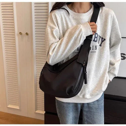 Fashion High Capacity Solid Color Single Shoulder Totes Bag Nylon Hobos Crossbody Bags Solid Casual Zipper Women's Bags