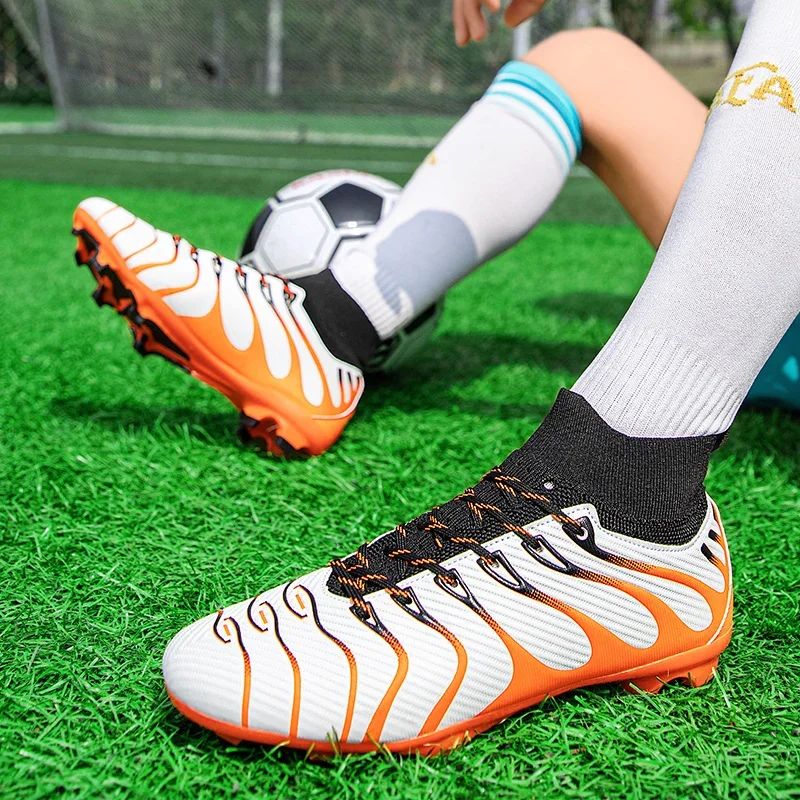 Men Match Non Slip Football Boots Cleats Indoor Outdoor Soccer Shoes Sport Training Long Spikes FG/TF Boys Futsal Comfortable