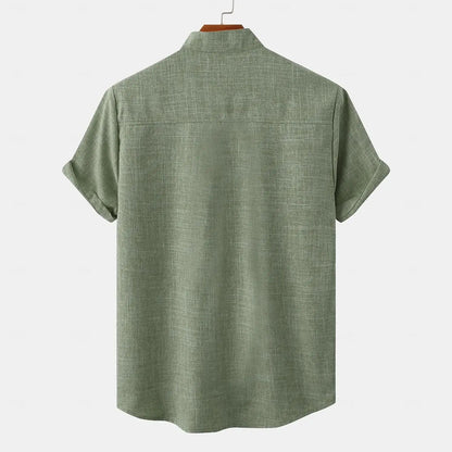 FEGKZLI Men's Fashion Short Sleeve 100% Cotton Linen Shirt Casual Oversized Loose Beach Shirts