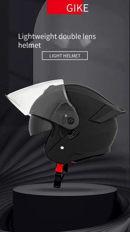 Capacete de Moto Unissex Anti-Embaçante com Lente Dupla e Meio Rosto para Veículos Elétricos Equipamento de Proteção para Homens e Mulheres