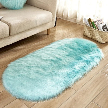 Super Soft Plush Oval Rug Mat Fluffy White Carpets for Living Room Home Decor Bedroom Kid Room Decoration Salon Thick Pile Rug