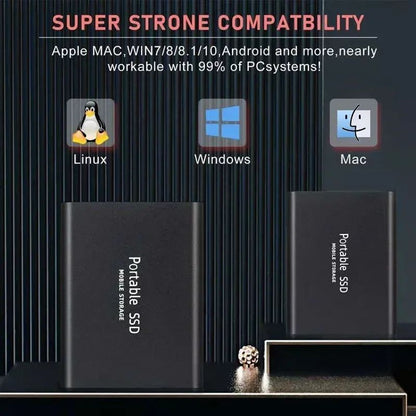 Unidade de Estado Sólido Externa de Alta Velocidade 1TB Disco Rígido Externo Portátil SSD 2TB Disco Rígido Externo SSD Para Laptop Mac