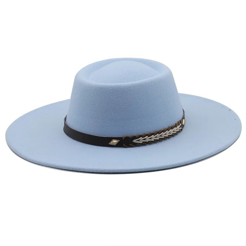 British Style Felt Fedoras Hats for Women9.5CM Wide Brim Men Formal Luxury Jazz Caps Bowler Wedding Dress Hat Chapeau Femme
