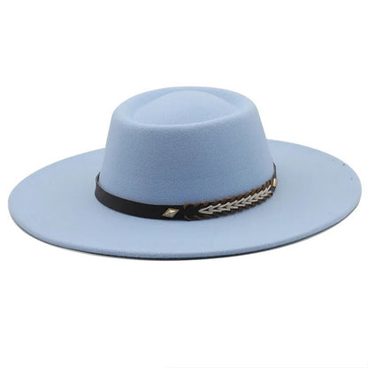 British Style Felt Fedoras Hats for Women9.5CM Wide Brim Men Formal Luxury Jazz Caps Bowler Wedding Dress Hat Chapeau Femme