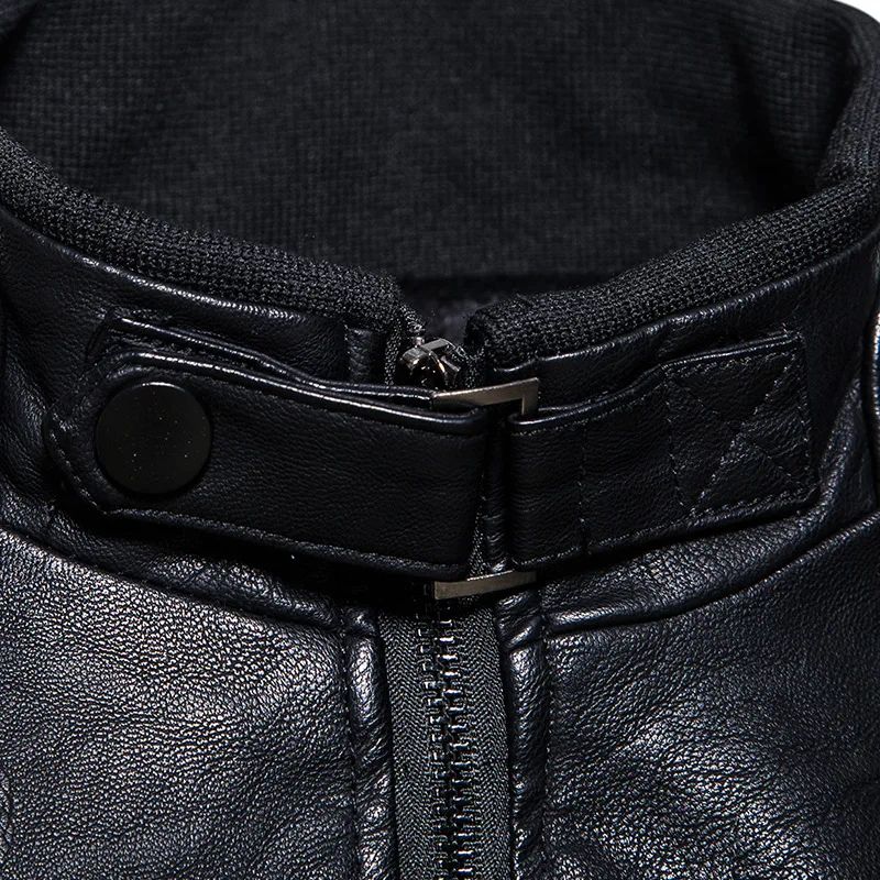 New Men's PU Leather Jacket Motorcycle Style Stand Collar Youth Fashion Outerwear Casual Male Coat Teenage Boy's Biker Vest