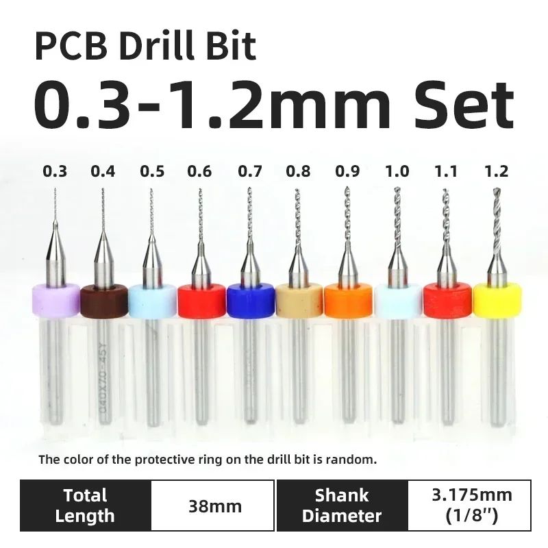Broca PCB 10pcs Conjunto de Brocas Micro Diâmetro de Aço Tungstênio 1/8" Cabo Fixo Mini Broca CNC 0.1-3.175mm