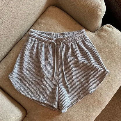 Women Shorts Summer High Elastic Lace Up Drawstring Wide Leg Sweat Short  Shorts for Women  Women Clothing  Womens Shorts