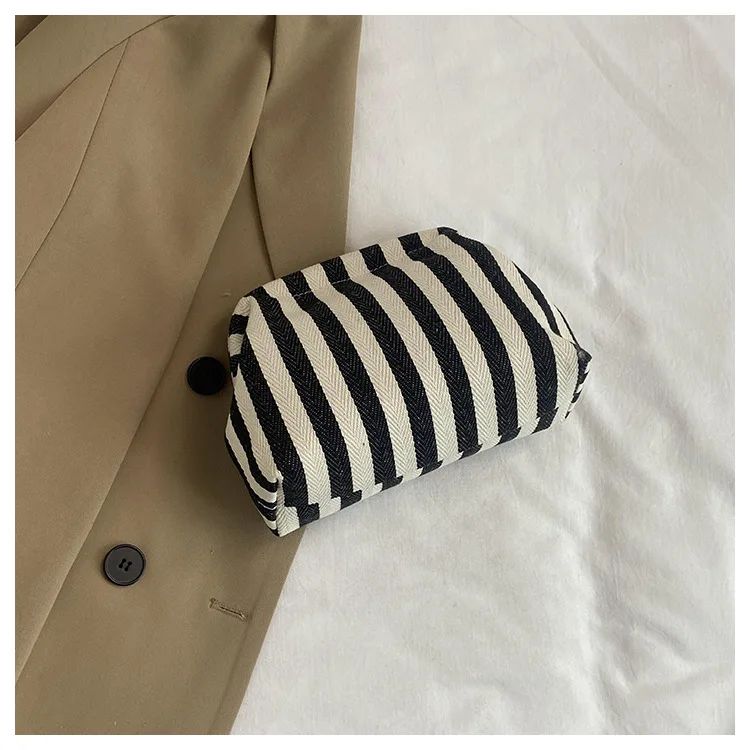 Summer Woven Crochet Striped Women's Handbag Large Capacity Knitted Beach Evening Bag Casual Ladies Colorblock Niche Cloud Bag