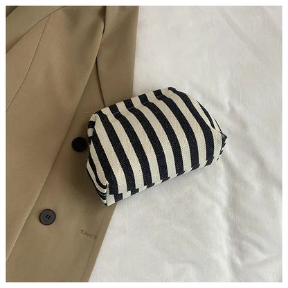 Summer Woven Crochet Striped Women's Handbag Large Capacity Knitted Beach Evening Bag Casual Ladies Colorblock Niche Cloud Bag