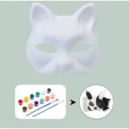 Therian Mask Kit Paper Blank Masks Half Face Hand-painted Cat Mask Diy Masks For Masquerade Cosplay Party Gifts Christmas Gifts