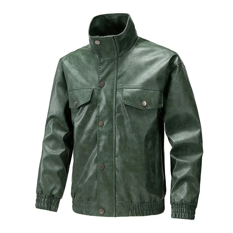 New Retro High Street Versatile Couple Motorcycle Fashionable Breathable Coat Winter Men Handsome Trendy Leather Jacket Comfort