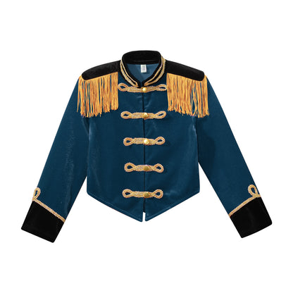 Boys Girls Drum Major Team Uniform Nutcrackers Costume Set Marching Band Tassel Jacket Coat Hat Outfits for Drummer Performance