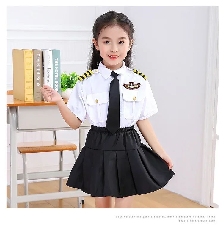 2025osplay Costumes pour enfants, uniforme de pilote d'avion, vêtements de classe de profession