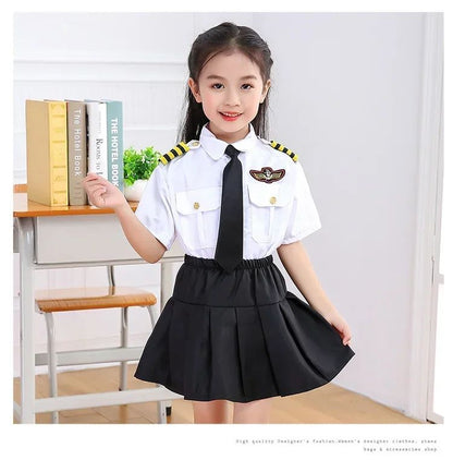 2025osplay Costumes pour enfants, uniforme de pilote d'avion, vêtements de classe de profession