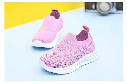 Baby Sneakers 2025 Fashion Children Flat Shoes Infant Kids Baby Girls Boys Solid Stretch Mesh Sport Running Sneakers Shoes