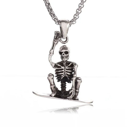 Colar Pingente Ceifador da Morte Gótico Misterioso Diabo Masculino Personalidade Punk Retro Halloween Joias da Moda