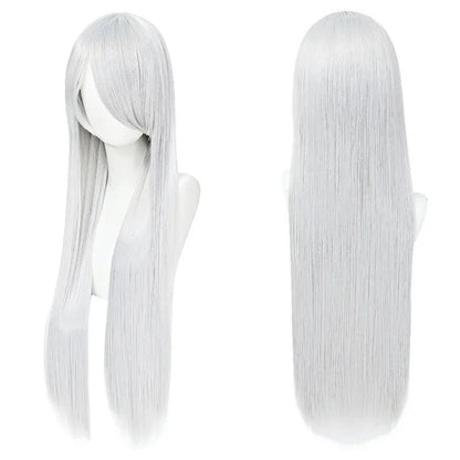 QQXCAIW Peruca Colorida Longa Lisa Sintética Branca Roxa Preta para Cosplay 80cm para Homens e Mulheres