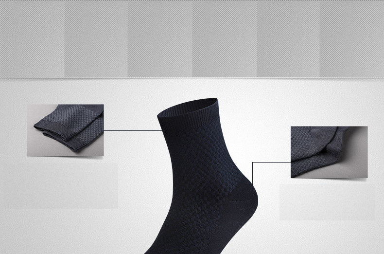 10 Pair Men's Bamboo Fiber Socks Harajuku Retro Breathable Business Man Socks Black Long Sock Deodorant Gift Set Size 39-46