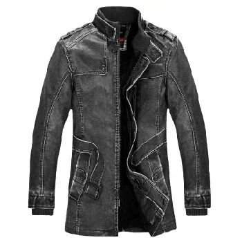 Men Slim Warm Washed Leather Motorcycle Jacket High Quality Leather Jacket Mens Standing Collar Coat Plus Size 4XL Long Parkas
