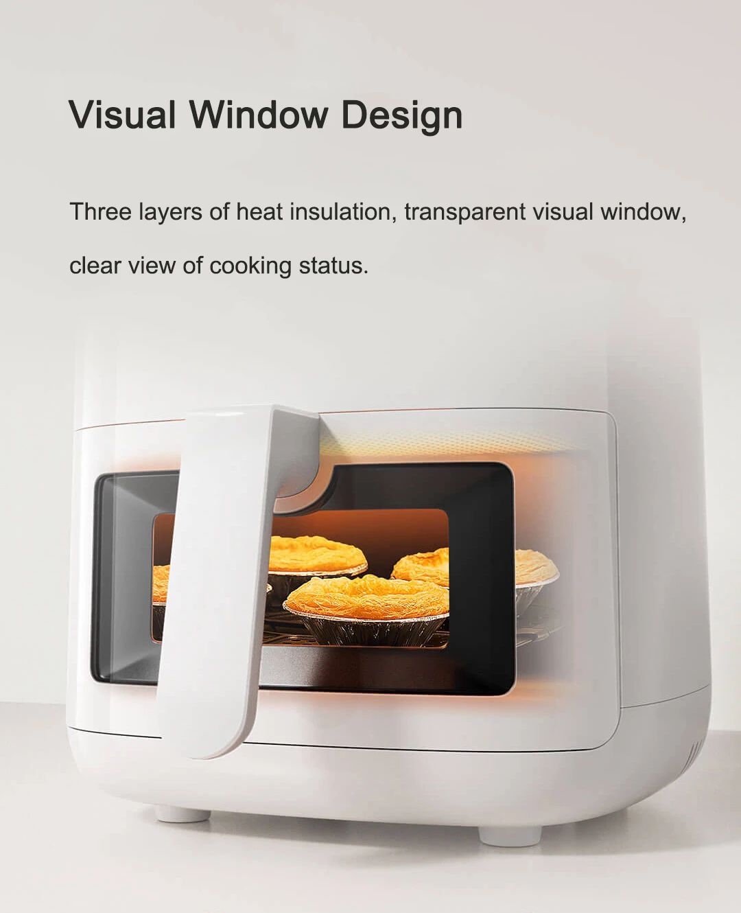 Fritadeira de Ar Inteligente XIAOMI MIJIA Pro 4L Forno Quente Visor Janela APP Temporizador Tela OLED Sem Óleo Fritadeira de Ar Quente 360°