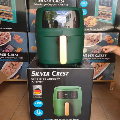 A nova Fritadeira Elétrica Inteligente Sem Óleo de 5L 8L, Fritadeira de Ar de Tela Sensível ao Toque de Grande Capacidade Silver Crest
